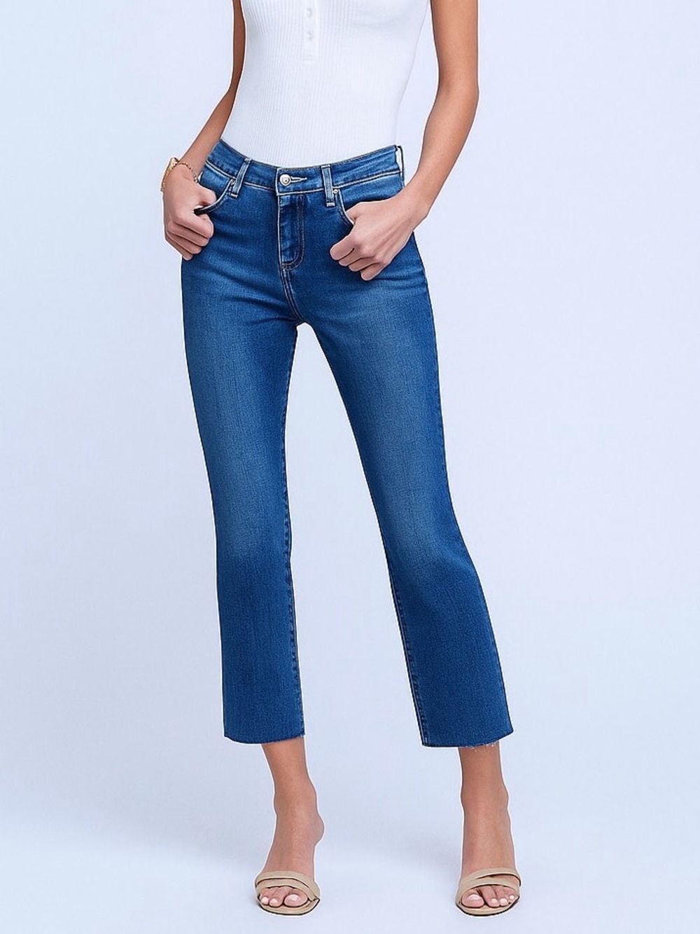 L’Angence High-Rise Sada Crop Slim Blue Jeans‎ Color Laguna